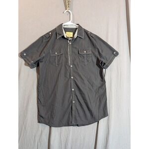 VERTICAL SPORT Mens Black Short Sleeve Button Up Shirt Size M Casual D3